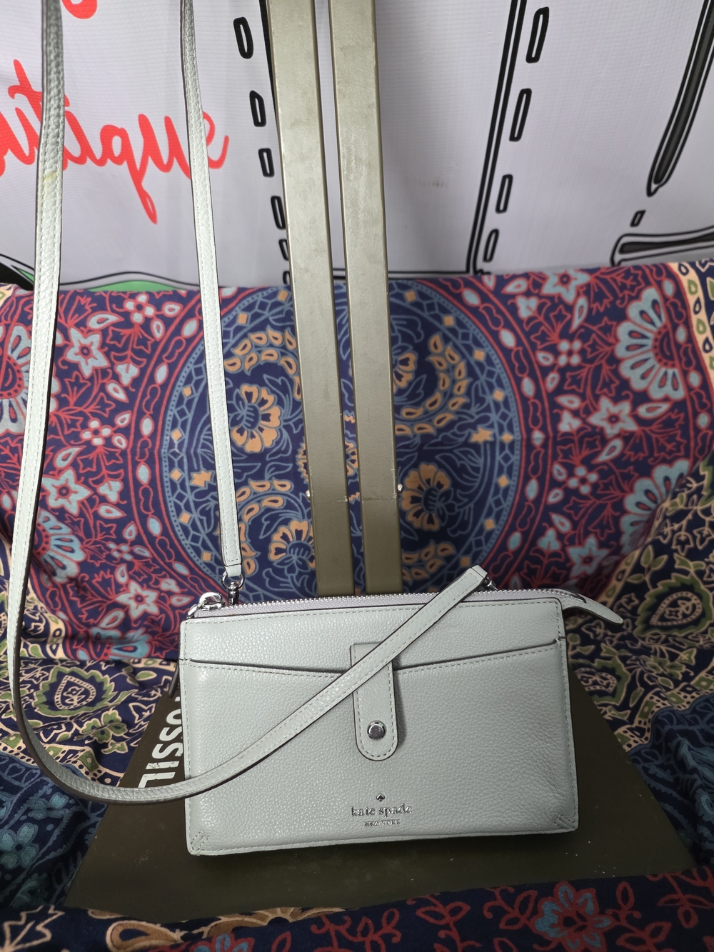 kate spade New York Pebbled Leather Crossbody Bag in Light Gray